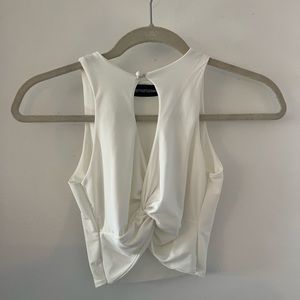 PRETTY LITTLE THING White Twist Front Crop Top
